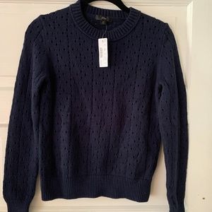Jcrew Point Sur allover pointelle crewneck sweater